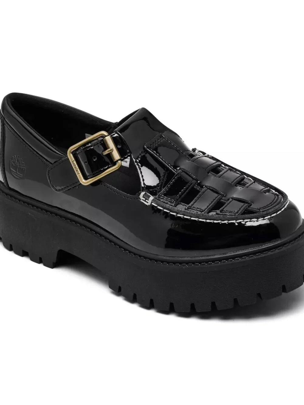 Timberland Women's Patent Leather Stone Street Platform Buckle Shoes, Size 8